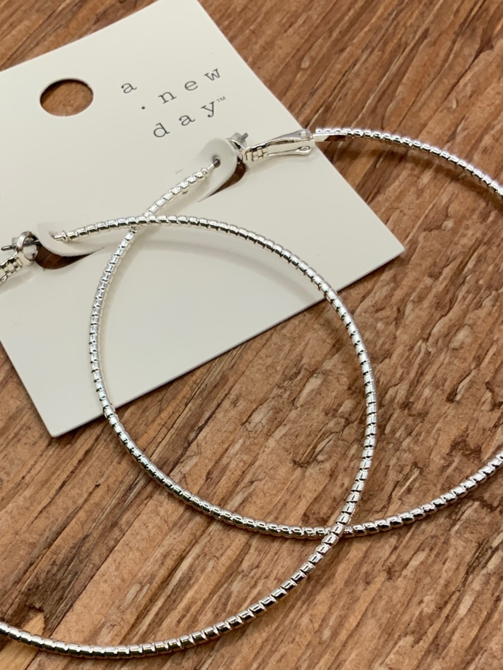 a new day Silver Textured Large Hoop Earrings